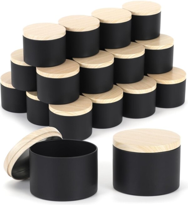 Tarro Aluminio Negro tapa Madera 4 onzas
