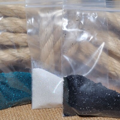 3 Glitter Blanco-Turquesa y Negro