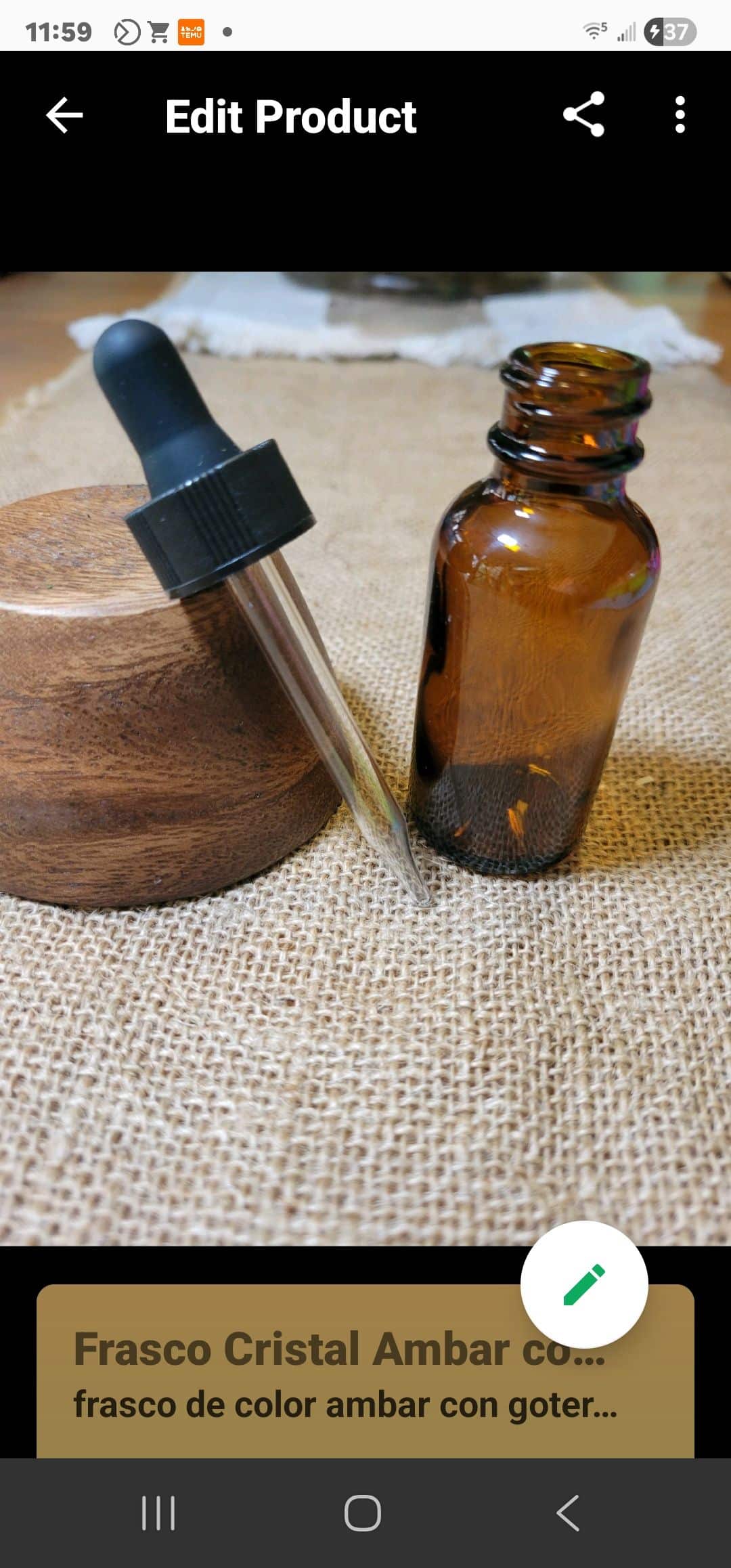 Frasco Cristal Ambar con gotero 1/2 oz
